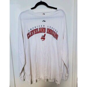 VINTAGE CLEVELAND INDIANS Cheif Wahoo White Longsleeve Tee Shirt XL